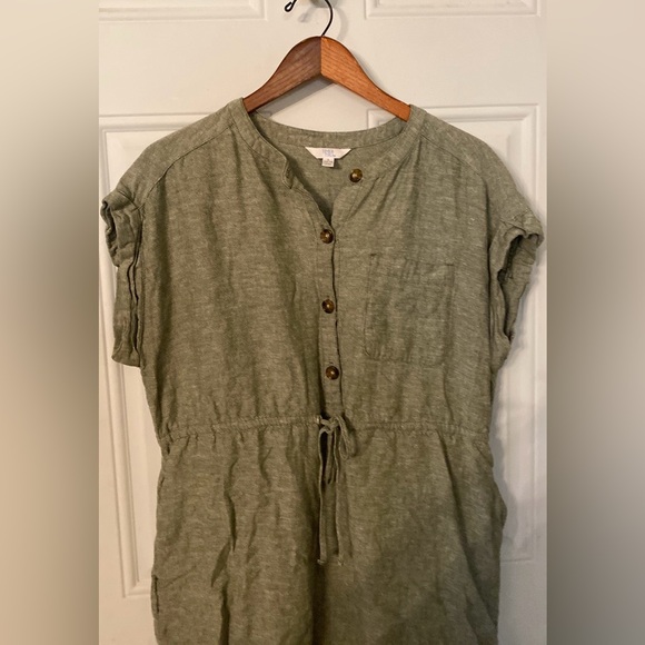 Time and Tru Olive Green Linen Blend Midi Dress - Picture 3 of 9